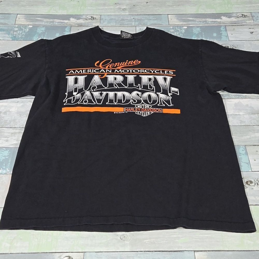 Harley-Davidson Topeka KS Black Single Stitch 1992 T-Shirt sz Large